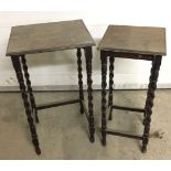 2 nesting oak side tables with barley twist legs.