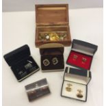 A box of mixed cufflinks to include Strattons.