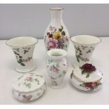 6 pieces of china comprising a Royal Crown Derby 'Derby Posies' vase LX11 - 17cm tall, a |Royal