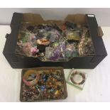 Large collection of costume jewellery to include natural stone & agate bracelets, necklaces,