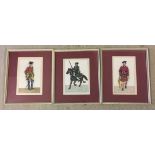 3 watercolours of 18th century soldiers by Edward Lloyd Bryant. Framed & glazed. Each approx 21 x