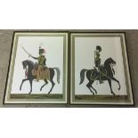 2 framed & glazed Silhouette prints drawn by John Mollo of Crimean War Cavalry Officers.