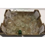 A quantity of Victorian glassware to include custard cups, liquor glasses, salts and eyebaths.