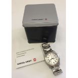 A Swiss Army gents wrist watch complete with instructions & original box. In working order.