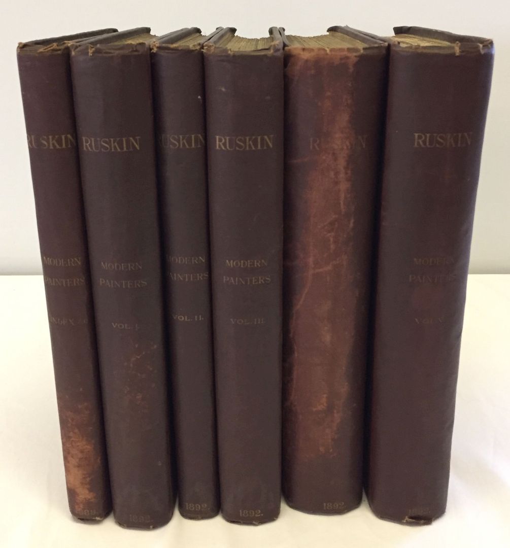 A 5 volume set and index - Ruskin Modern Painters. Ballantyre Press 1892 (Index George Allan 1888).