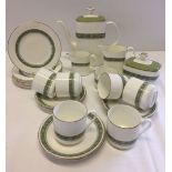 A Royal Doulton 'Ronderlay' design tea set comprising: teapot, milk jug, cream jug, sugar pot, 6