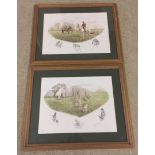 A pair of Limited Edition hunting prints by Nigel Hemming. Numbered 26/50 and 25/50 (one glass a/