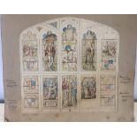 TW Camm Studios watercolour, proposed window design for St Michaels Church, Baddesley Clinton (