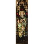 Antique stained glass window - 'Hope' by T.W.Camm Studio 182 x 48cm (6' x 1' 7")
