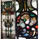 Antique stained glass window - Art Nouveau design with 3 girls heads to centre by T.W.Camm Studio.