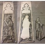 2 Large pencil and watercolour stained glass cartoons, carpenter (240cm tall), and St. Joseph and