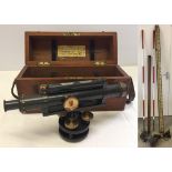 An early 20th century Stanley London theodolite #10840, with vintage surveying equipment comprising,