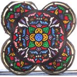 Antique stained glass quatrefoil window – ‘Floral’ c1874 by Bazin & Latteux (Latteux-Bazin Maitres