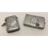 2 antique hallmarked vesta cases, comprising: 1. Rectangular box with 'slow match' compartment and