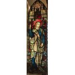 Antique stained glass window - 'Faith' by T.W.Camm Studio 182 x 48cm (6' x 1' 7")