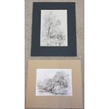Arthur E. Davies R.B.A. R.C.A. 2 sketches of river scenes, 1) Watercolour signed & dated 1973. 20