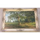 J.C.van Wassenaar - large oil on canvas of a woodland scene - In cream & gilt frame.