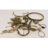 A bag of scrap/broken 9ct gold jewellery. Total weight approx 34.9g