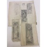 Florence Camm, 4 pencil sketches of St. Patrick. One signed and one initialed. Largest page, 28cm