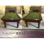 Antique Riley 8' foot slate bed snooker/billiard table and accessories.