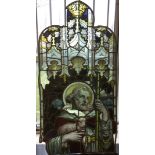 Antique stained glass window - Saint with lamb by T.W.Camm Studio. In need of restoration. 101 x