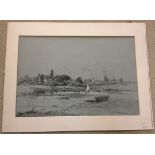 Arthur E. Davies R.B.A. R.C.A. Pastel sketch - 'Boats at Blakeney', Norfolk. Signed lower right,