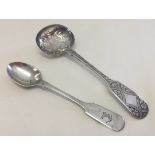 2 Victorian silver spoons, HM Birmingham 1871 & Chester 1846.