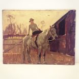 Algernon Talmage R.A. ' An Evening Ride '. Oil on canvas, signed and dated 1919. Unframed