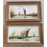 W. Marjoram - a pair of early 20th century oil on boards 'River scenes with Wherries in