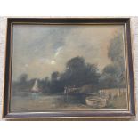 Arthur E. Davies R.B.A. R.C.A. Pastel 'Windy Day at Surlingham Broad'. Signed lower left. 28 x 38cm.