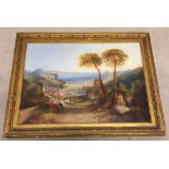 Oil on canvas classical landscape in gilt frame. 54 x 76cm