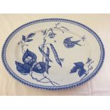 A Victorian blue & white meat platter by B.W & Co "Bean & Bird" pattern.