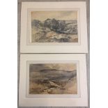 Arthr E. Davies R.B.A. R.C.A. 2 pencil and watercolour sketches of Welsh landscapes. Both signed and