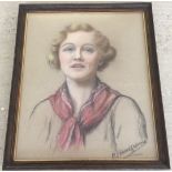 W. Howard Robinson (early 20th century Slade School) pastel portrait of a woman. 44 x 37cm, framed &