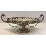 Silver plated fruit dish with rams head decoration