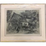 Arthur E. Davies R.B.A. R.C.A. Large pencil sketch 'The Old Forge, Shotesham'. Signed lower left. 33
