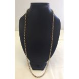 A heavy 9ct gold 32 inch belcher chain with safety chain. Weight approx 42.1g