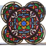 Antique stained glass quatrefoil window – ‘Floral’ c1874 by Bazin & Latteux (Latteux-Bazin Maitres