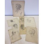 Florence Camm, 8 pencil sketches of head and shoulder studies. 6 signed and dated.