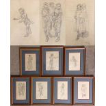 Florence Camm (1874-1960): 7 original framed & glazed pencil drawings of children, with working