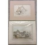 Arthur E. Davies R.B.A. R.C.A. 2 watercolours of Norfolk. Both signed, one dated 1959. 1) Barn at