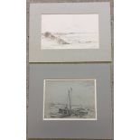 Arthur E. Davies R.B.A. R.C.A. 2 pastel & watercolour sketches of Suffolk scenes. 1) Dunwich