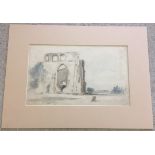 Arthur E. Davies R.B.A. R.C.A. Watercolour sketch of ruins at Walberswick, Suffolk. Signed &