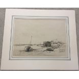 Arthur E. Davies R.B.A. R.C.A. Pencil & watercolour sketch - 'Boats at Wells, Norfolk. Signed