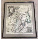 A framed & glazed map of Canada depicting the 'Nouvelle France' territories. Approx 51 x 58cm. By