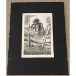A mounted black & white etching by Mark Richards depicting Blaenafon, Pontypool, Big pit. Approx