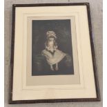 A 20th century mezzotint of a young girl 'Cherry ripe' by Sir JW Millais. Framed and glazed,