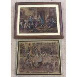 2 late 19th century, reverse painted on glass paintings. 1. Georgian parlour scene, framed and