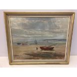 Seascape oil painting by H.E.Weston. 50 x 39cm