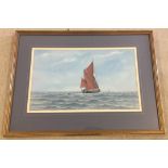 Watercolour by Anthony Osler. Watercolour seascape by Anthony Osler of a sailing barge. Measures